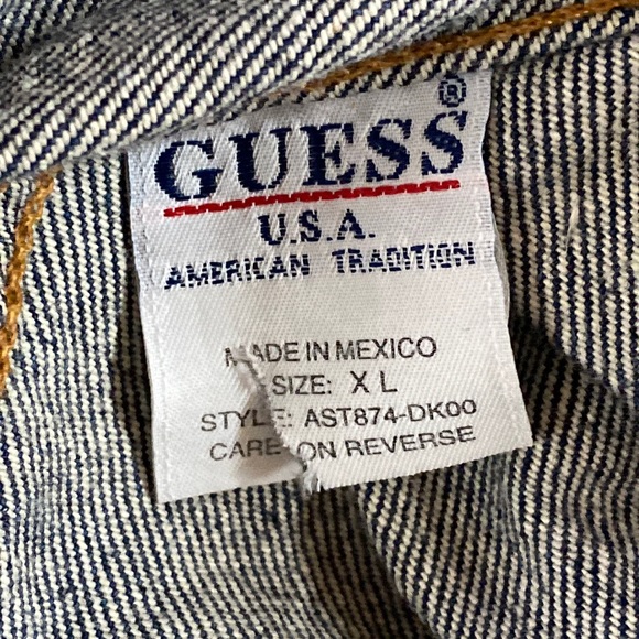 GUESS Denim Trucker Jacket ~ Medium Wash Blue Jean ~ Silver Buttons ~ XL - Picture 14 of 16